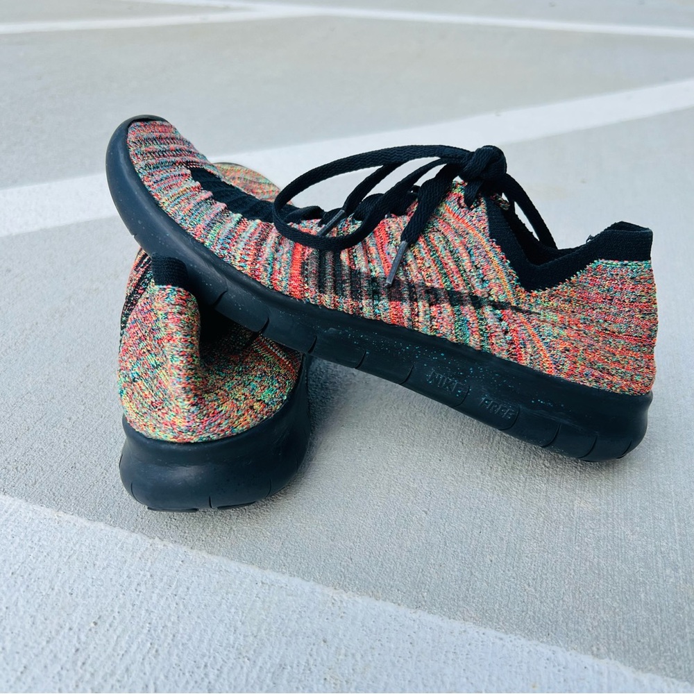 Nike Women's Black and Multicolor Free RN Flyknit 2.0